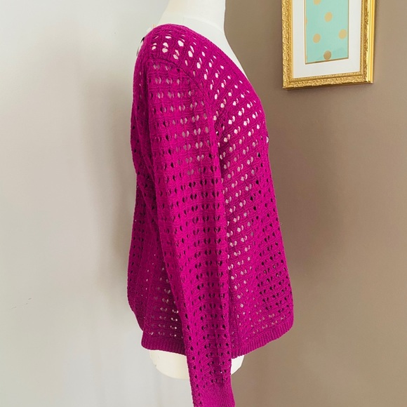 DKNY Purple Knit Button Up Sweater, SIZE XL - Picture 2 of 4